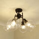 Axel 4 Light 24 inch Matte Black Semi-Flush Ceiling Light in Clear Glass
